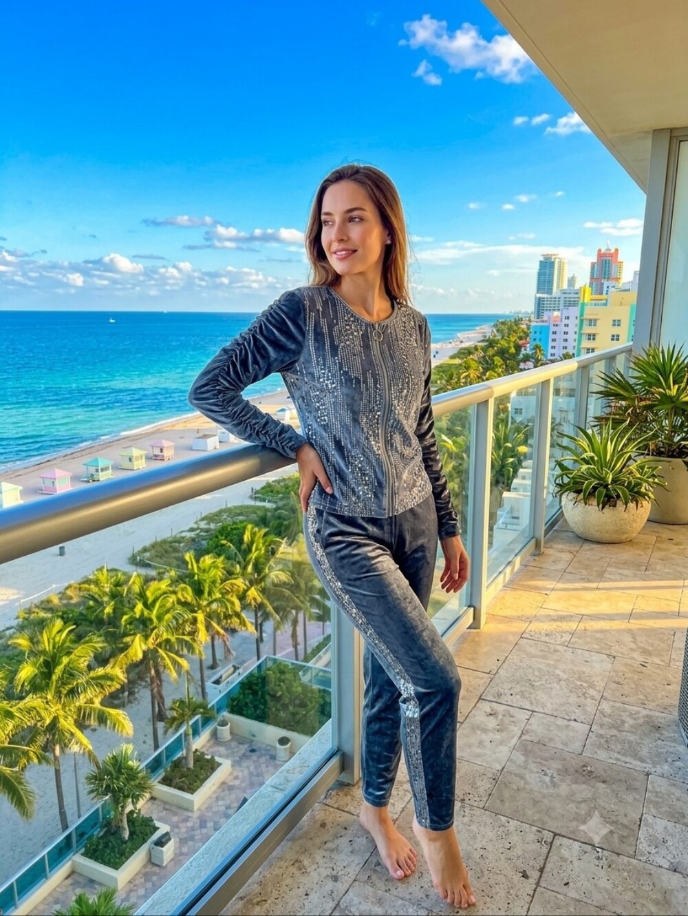 ChicMe Grey Velvet Sequin 2-Piece Set — Size L